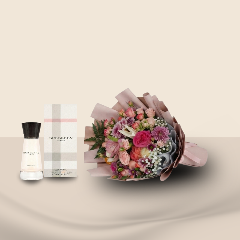 webp-_15_ مجموعة عطر بربري تاتش مع باقة ورد أنيقة - الصورة 1