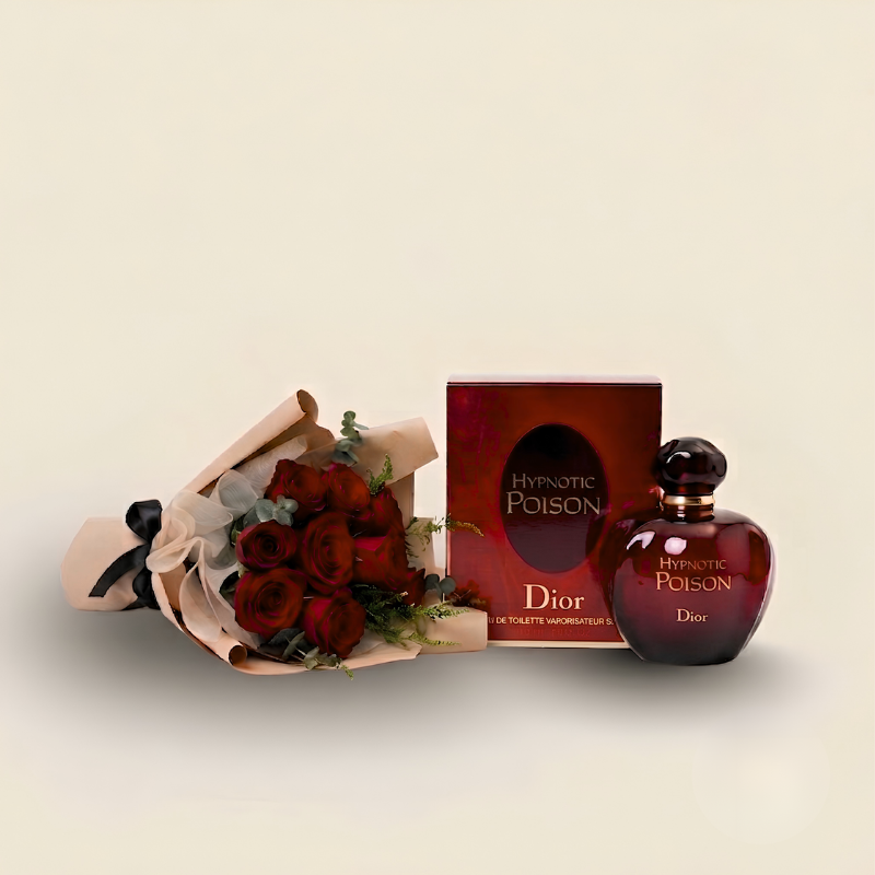 webp-_20_ عطر Hypnotic Poison مع باقة الورود الحمراء - الصورة 1